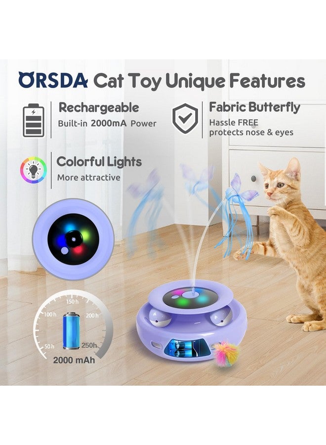 ORSDA Cat Toy, 3-in-1 Automatic Interactive Electronic Moving Ambush Feather, Fluttering Butterfly, Track Balls, USB Rechargeable Powered Smart Indoor Exercise Kicker - Image 3