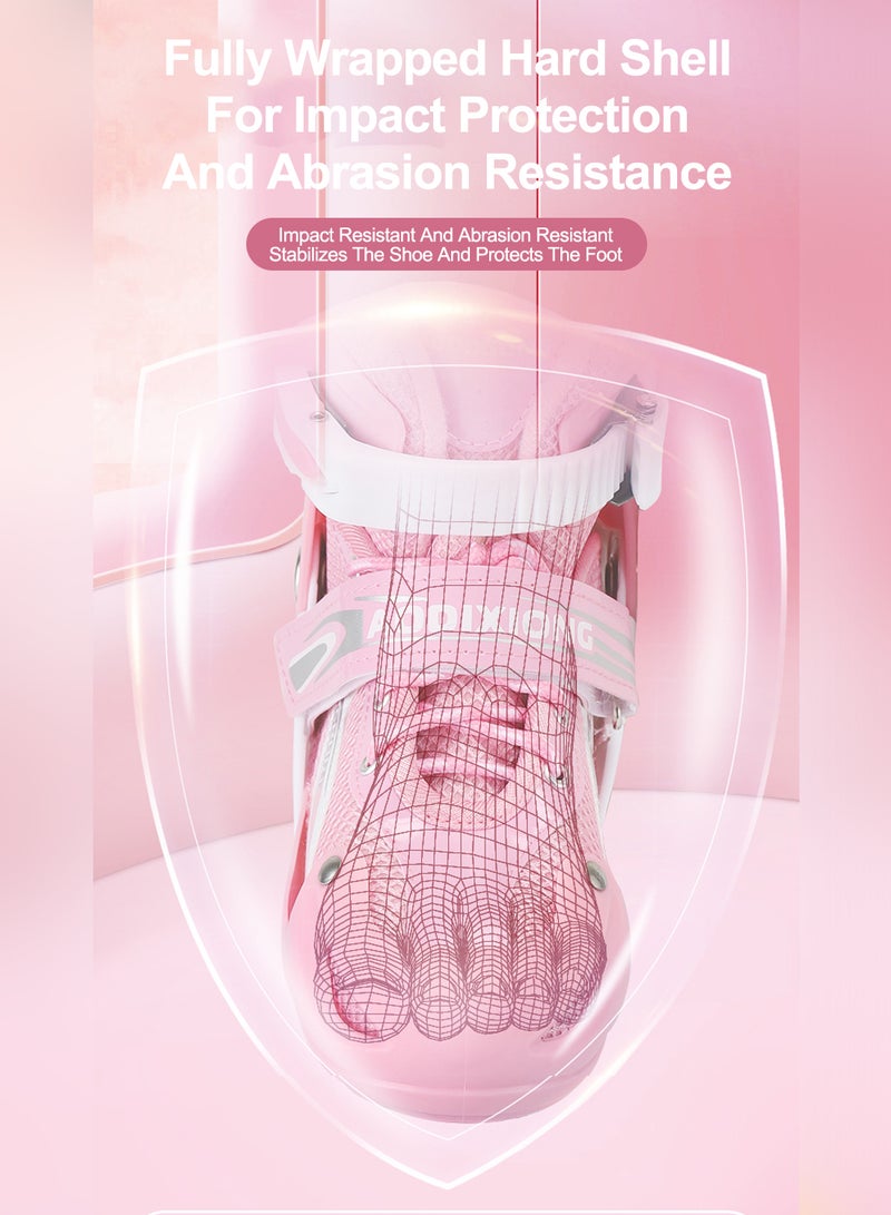 ما بيبي الأطفال قابلة للضبط أحذية التزلج المتدحرجة مع عجلات فاتحة لأعلى كاملة ومتعة في الهواء الطلق بحجم 3 سنوات للفتيات والأولاد من عمر 3-7 سنوات (وردي) - Image 4