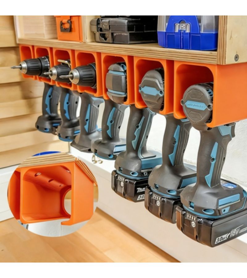 Orange Heavy Duty Tool Hanger With Drill Bit Storage Non Slip Rack Hooks - Image 1