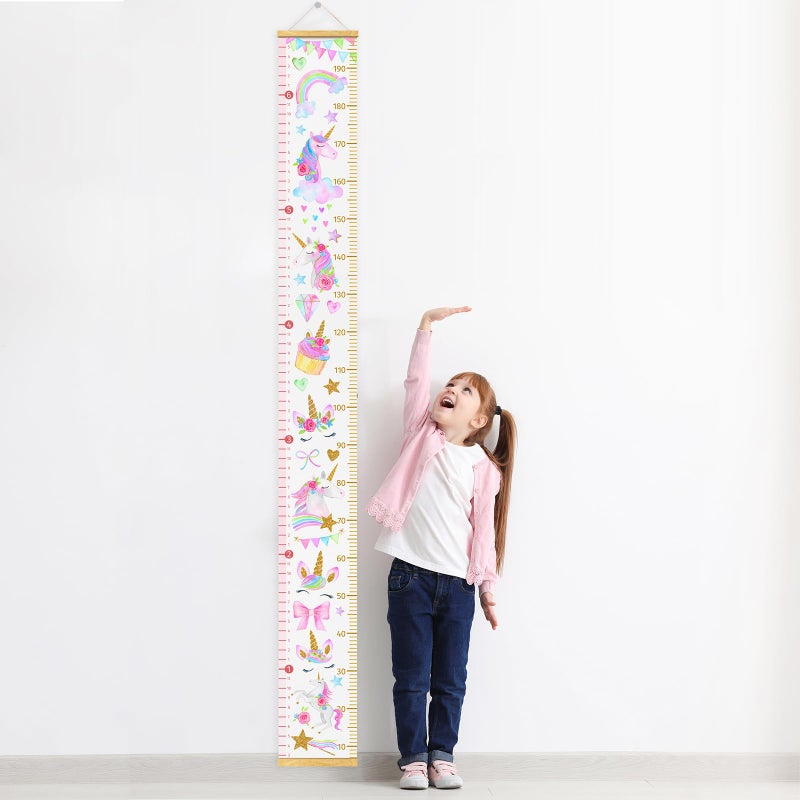 HomeEvolution Kids Growth Chart Height Measuring Chart, Unicorn Canvas Wall Hanging Rulers for Baby Children Girls Bedroom Decor - Image 2