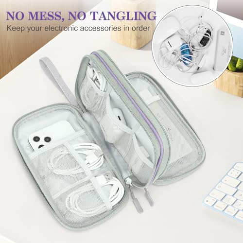FYY Electronic Organizer, Travel Cable Organizer Bag Pouch Electronic Accessories Carry Case Portable Waterproof Double Layers Storage Bag for Cable, Charger, Phone, Medium Size- Light Purple - Image 5