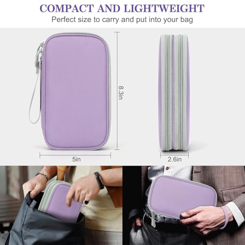 FYY Electronic Organizer, Travel Cable Organizer Bag Pouch Electronic Accessories Carry Case Portable Waterproof Double Layers Storage Bag for Cable, Charger, Phone, Medium Size- Light Purple - Image 2