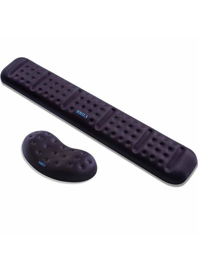 BRILA Upgraded Ergonomic Keyboard and Mouse Wrist Rest Support Cushion Pad Set - Comfy Soft Memory Foam Gel Padding & Non-Slip Palm/Hand/Wrist Pain Relief Rest Pad for Office Work, PC Gaming, Laptop - Image 1