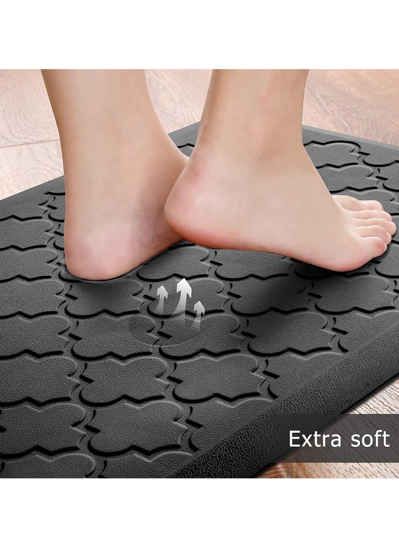 YIM-VIBEHAUS - Kitchen Mat Cushioned Anti Fatigue Kitchen Mat Foam, Thick Non Slip Kitchen Rugs and Mats, Heavy Duty Foam Standing Mat for Kitchen, Floor, Office, Sink, Laundry (Black, 44x75cm+44x120cm) - Image 1
