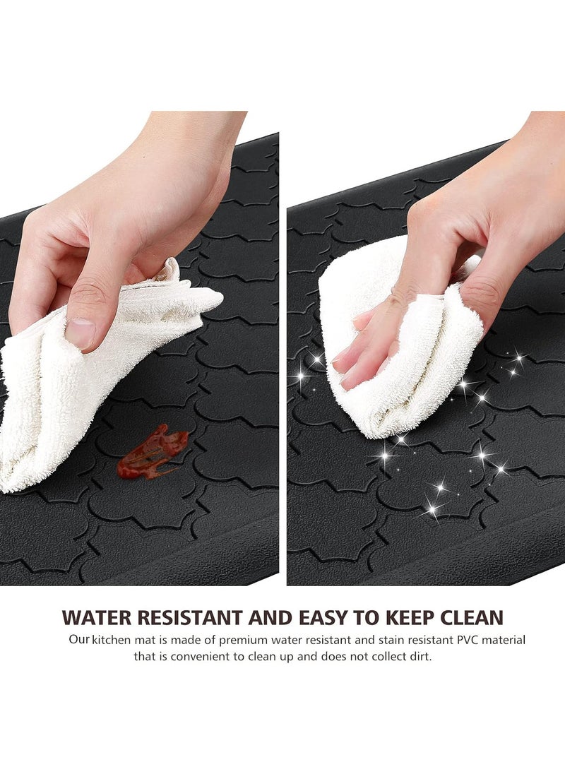 YIM-VIBEHAUS - Kitchen Mat Cushioned Anti Fatigue Kitchen Mat Foam, Thick Non Slip Kitchen Rugs and Mats, Heavy Duty Foam Standing Mat for Kitchen, Floor, Office, Sink, Laundry (Black, 44x75cm+44x120cm) - Image 1