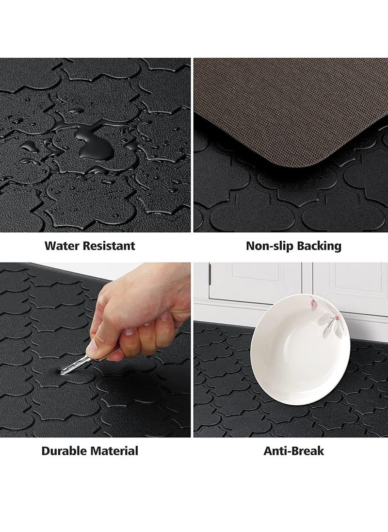 YIM-VIBEHAUS - Kitchen Mat Cushioned Anti Fatigue Kitchen Mat Foam, Thick Non Slip Kitchen Rugs and Mats, Heavy Duty Foam Standing Mat for Kitchen, Floor, Office, Sink, Laundry (Black, 44x75cm+44x120cm) - Image 1