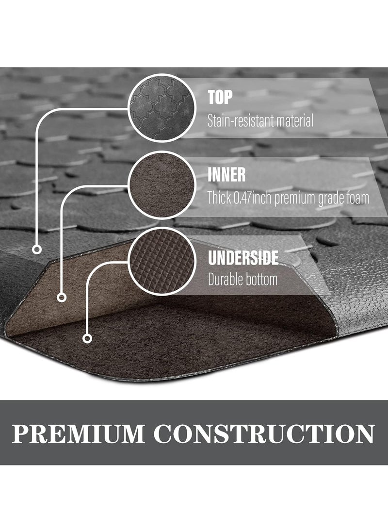 YIM-VIBEHAUS - Kitchen Mat Cushioned Anti Fatigue Kitchen Mat Foam, Thick Non Slip Kitchen Rugs and Mats, Heavy Duty Foam Standing Mat for Kitchen, Floor, Office, Sink, Laundry (Black, 44x75cm+44x120cm) - Image 1