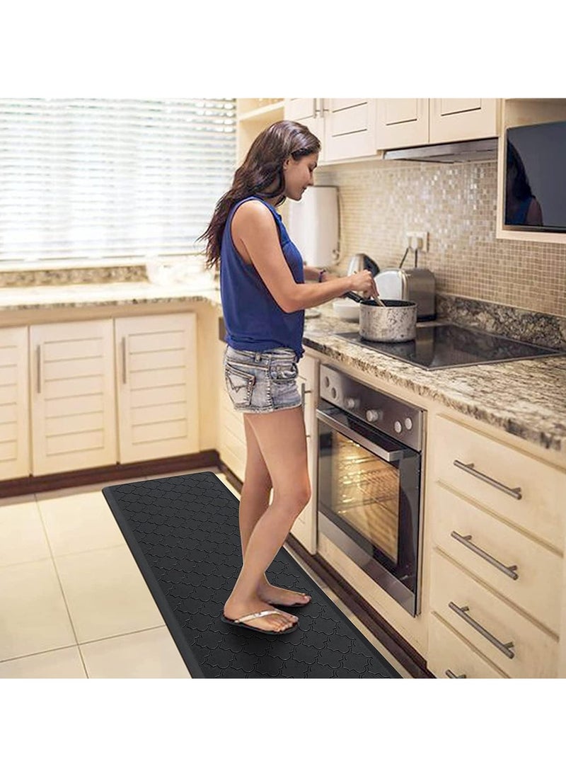 YIM-VIBEHAUS - Kitchen Mat Cushioned Anti Fatigue Kitchen Mat Foam, Thick Non Slip Kitchen Rugs and Mats, Heavy Duty Foam Standing Mat for Kitchen, Floor, Office, Sink, Laundry (Black, 44x75cm+44x120cm) - Image 1