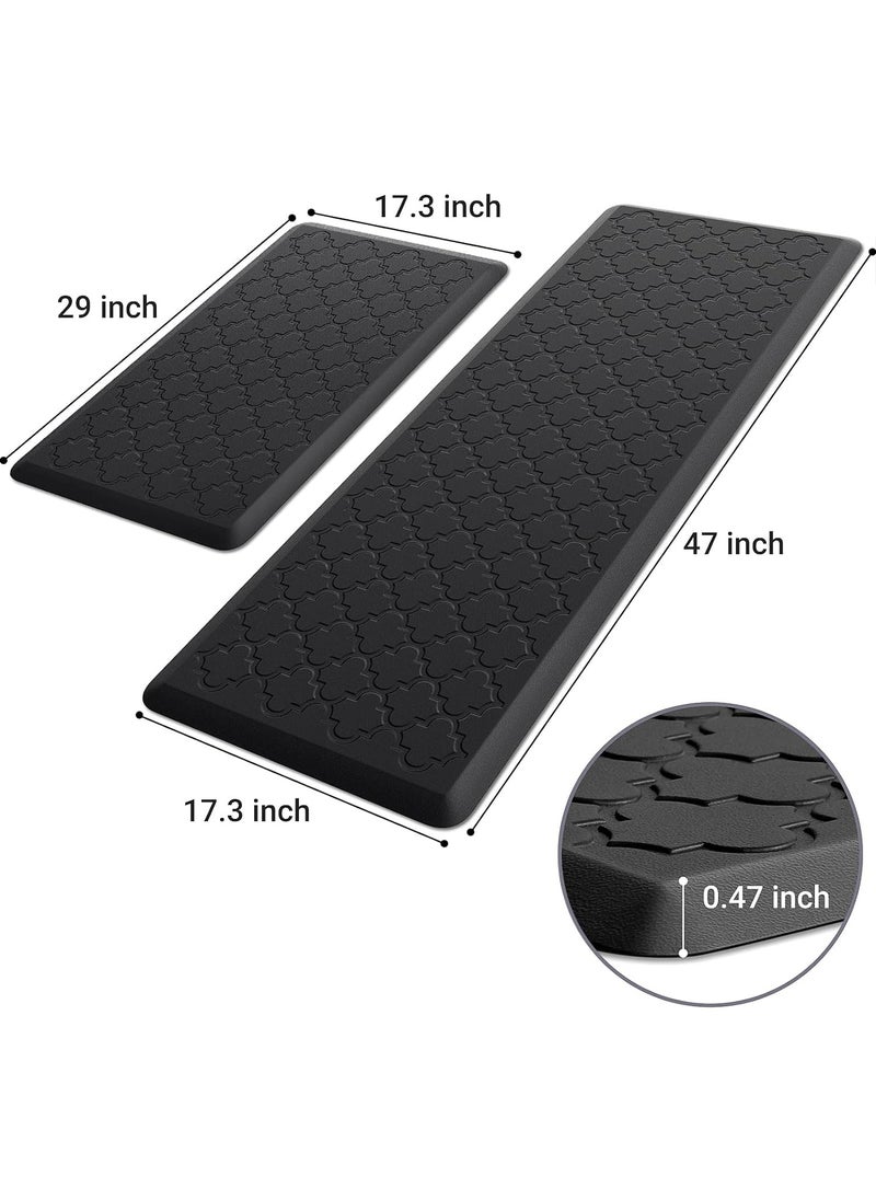 YIM-VIBEHAUS - Kitchen Mat Cushioned Anti Fatigue Kitchen Mat Foam, Thick Non Slip Kitchen Rugs and Mats, Heavy Duty Foam Standing Mat for Kitchen, Floor, Office, Sink, Laundry (Black, 44x75cm+44x120cm) - Image 1
