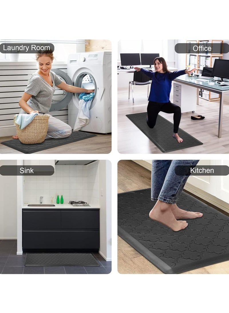 YIM-VIBEHAUS - Kitchen Mat Cushioned Anti Fatigue Kitchen Mat Foam, Thick Non Slip Kitchen Rugs and Mats, Heavy Duty Foam Standing Mat for Kitchen, Floor, Office, Sink, Laundry (Black, 44x75cm+44x120cm) - Image 1