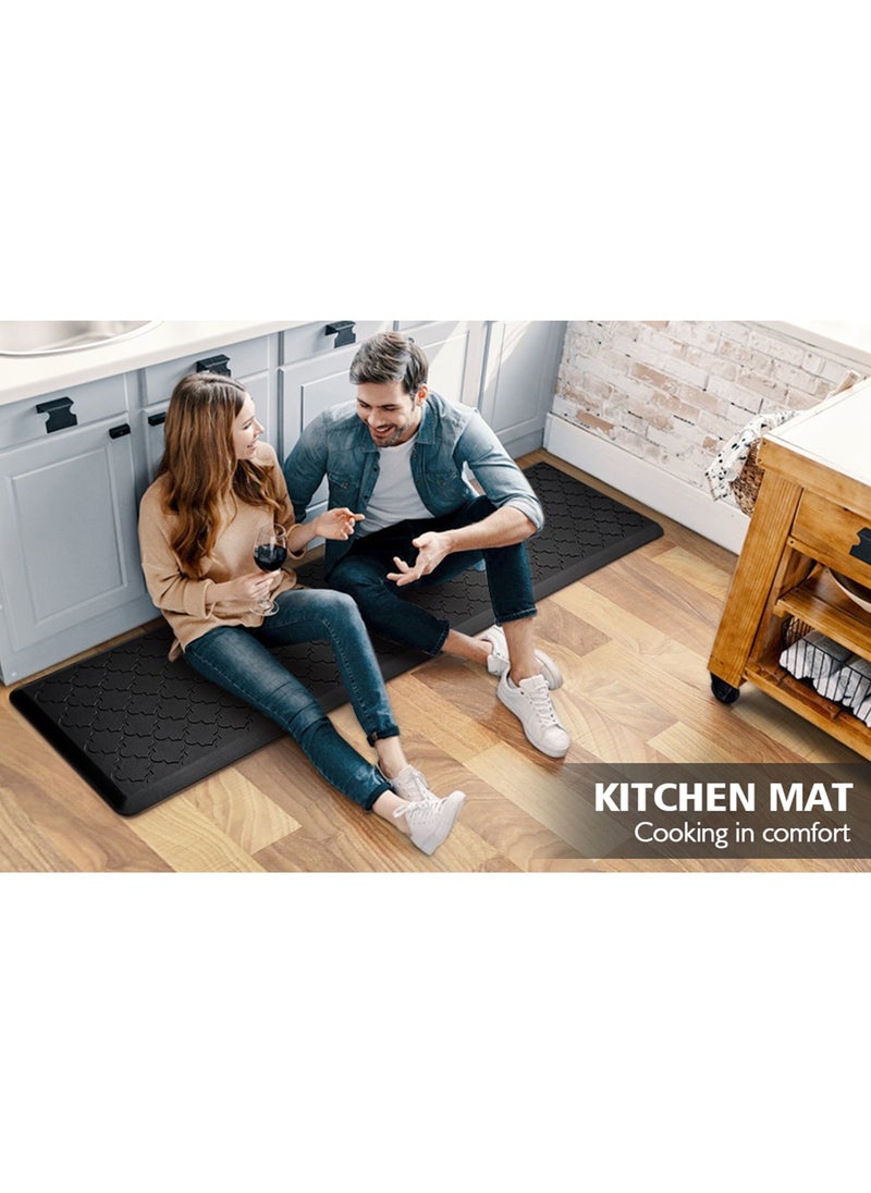 YIM-VIBEHAUS - Kitchen Mat Cushioned Anti Fatigue Kitchen Mat Foam, Thick Non Slip Kitchen Rugs and Mats, Heavy Duty Foam Standing Mat for Kitchen, Floor, Office, Sink, Laundry (Black, 44x75cm+44x120cm) - Image 1