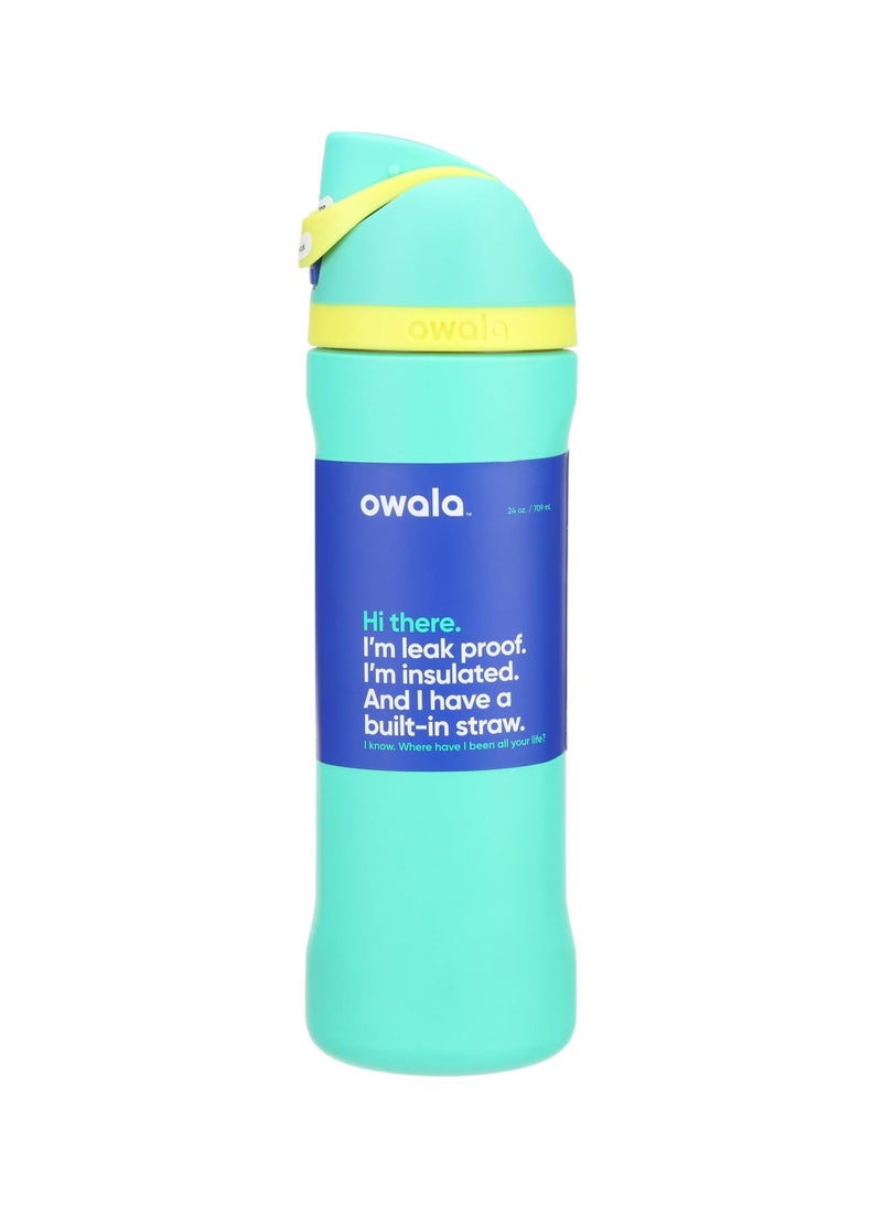 Owala Owala FreeSip Insulated Stainless Steel Water Bottle with Straw BPA-Free Sports Water Bottle Great for Travel 24 Oz Neon Basil  - Image 3
