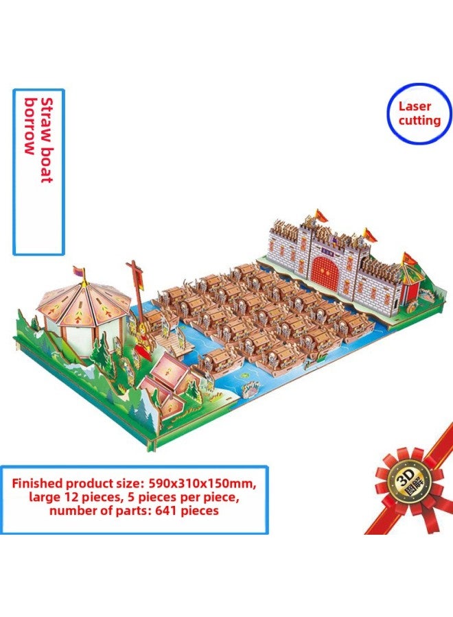 Gift Night Market Stall Laser Cutting Nantianmen Toy Model 3D Puzzle Diy Wooden Puzzle-Color:Dingdu Pavilion - Image 4