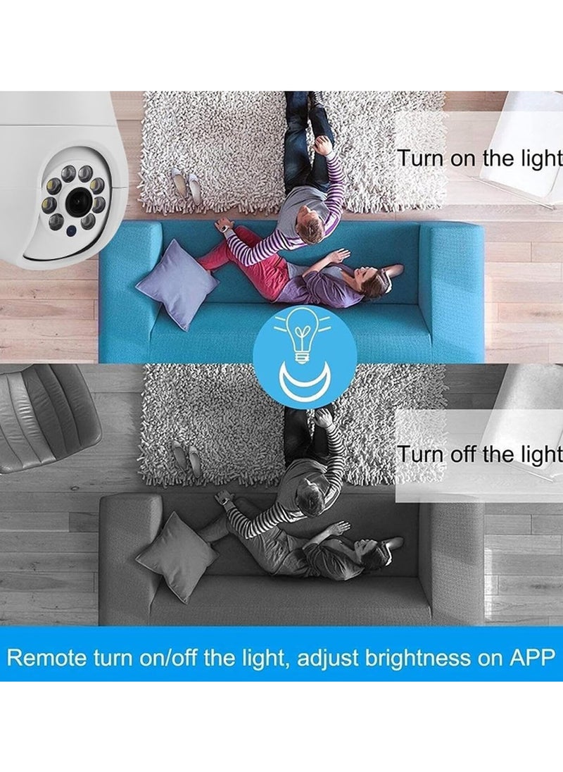 E27 Light Socket Security Camera, 5G WiFi Camera APP Voice Call 1080P Light Bulb Security Camera Colorful Night Vision Motion Detection, 128GB Wireless Home Surveillance Cam
