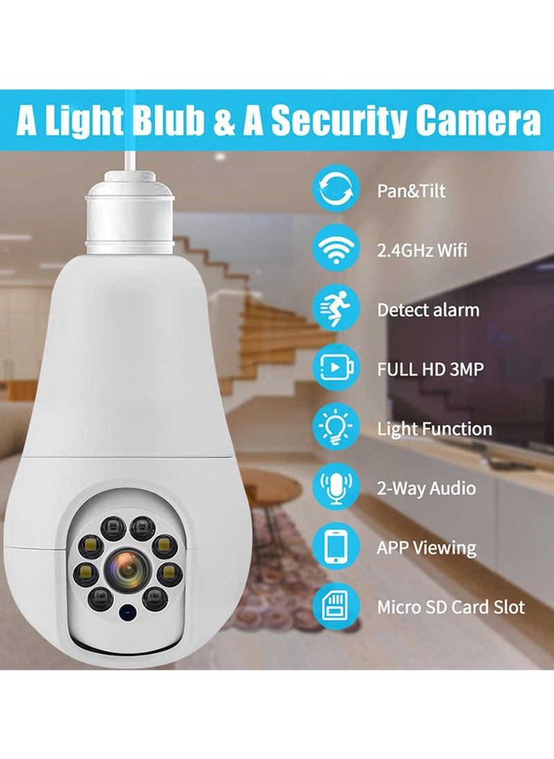 E27 Light Socket Security Camera, 5G WiFi Camera APP Voice Call 1080P Light Bulb Security Camera Colorful Night Vision Motion Detection, 128GB Wireless Home Surveillance Cam