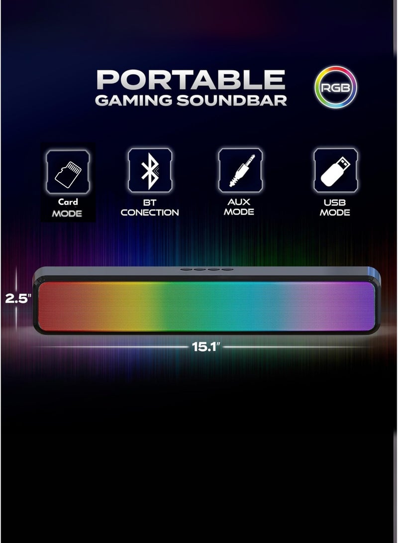 M8 RGB Soundbar Speaker – Portable Wireless Bluetooth Speaker with RGB Backlight, Long Battery Life, Rechargeable & Compact Design | Black - Image 2