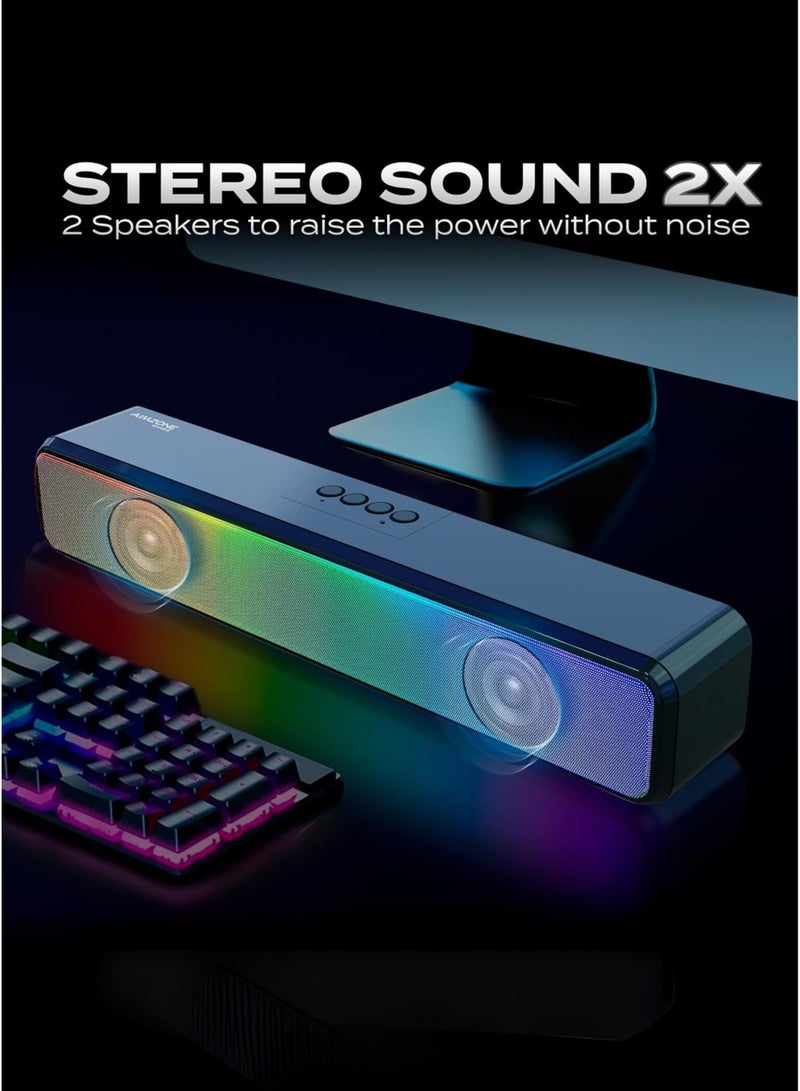 M8 RGB Soundbar Speaker – Portable Wireless Bluetooth Speaker with RGB Backlight, Long Battery Life, Rechargeable & Compact Design | Black - Image 5