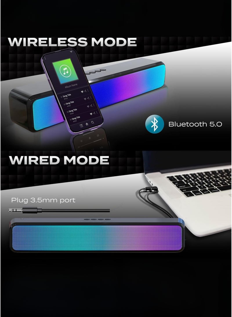 M8 RGB Soundbar Speaker – Portable Wireless Bluetooth Speaker with RGB Backlight, Long Battery Life, Rechargeable & Compact Design | Black - Image 3
