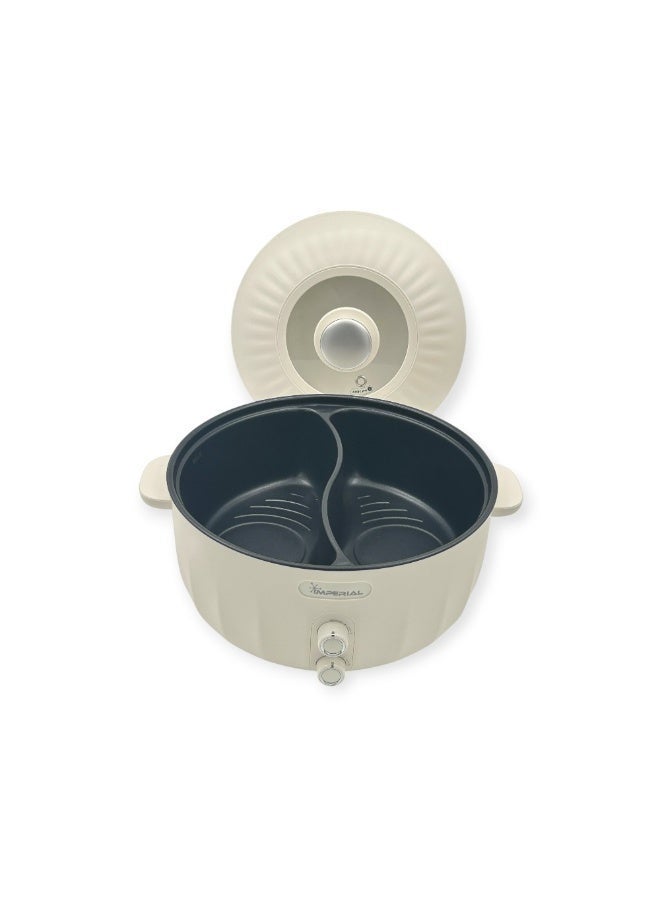 إمبريال قدر طبخ كهربائي  6 لتر 1200 واط متعدد الاستخدامات بسعة كبيرة مع تسخين سريع ووعاء داخلي قابل للإزالة ومقابض مقاومة للحرارة لطهي الأرز والشوربات والمعكرونة والخضروات والوجبات العائلية اليومية - Image 1