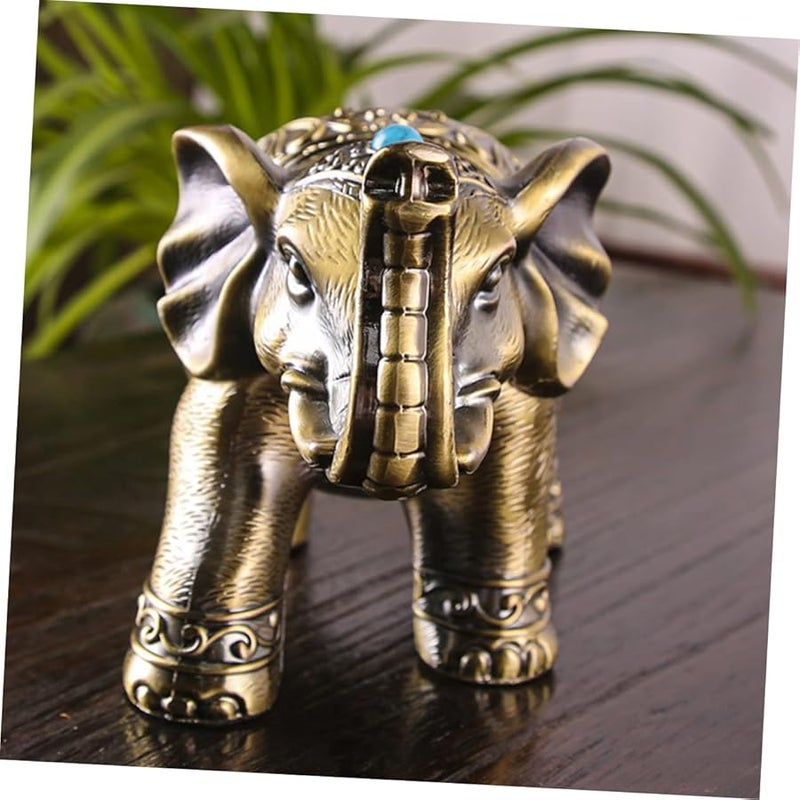 منفضة سجائر مقاومة للرياح مصنوعة من سبائك على شكل فيل مع غطاء، حاوية رماد مدمجة للمكتب للاستخدام الداخلي والخارجي - Image 4