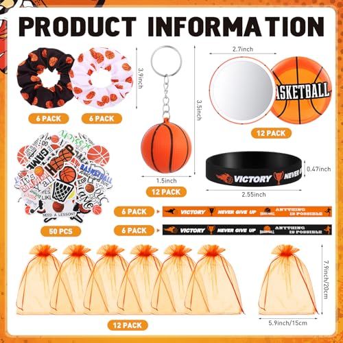 Suncalla 110 Pcs Basketball Party Favors for Women Basketball Team Gifts Bulk Include 3D Stress Keychains Scrunchies Bracelets Mirrors Stickers Gift Bags Goodie Bag Stuffers Sport Accessories Supplies - Image 5
