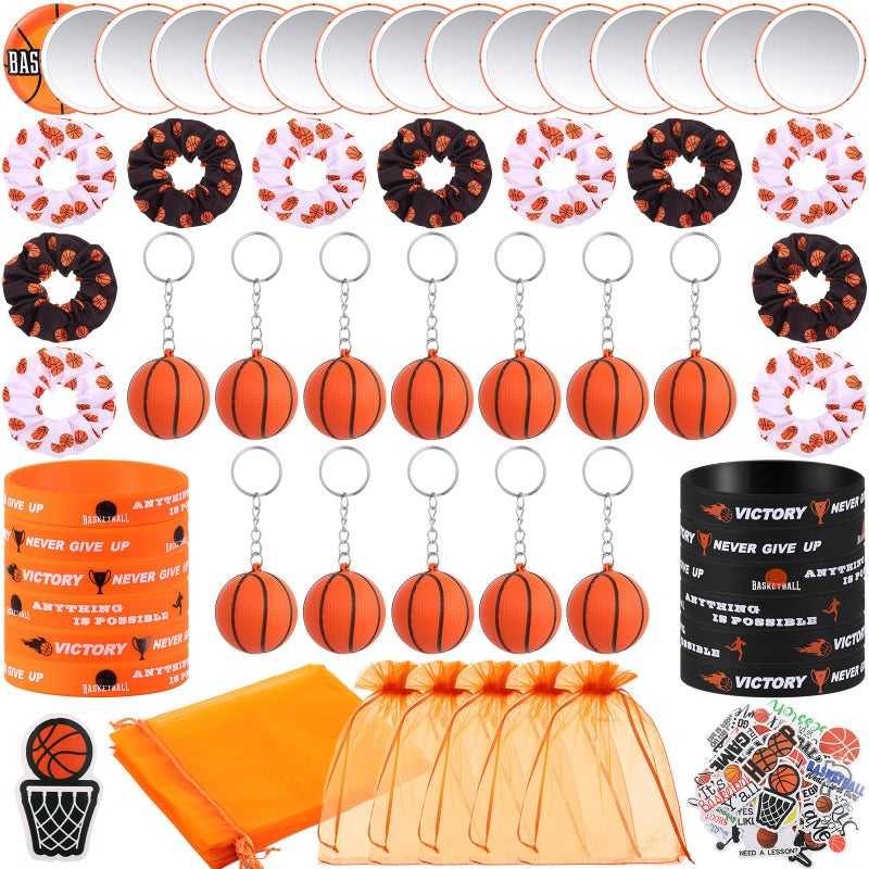 Suncalla 110 Pcs Basketball Party Favors for Women Basketball Team Gifts Bulk Include 3D Stress Keychains Scrunchies Bracelets Mirrors Stickers Gift Bags Goodie Bag Stuffers Sport Accessories Supplies - Image 3