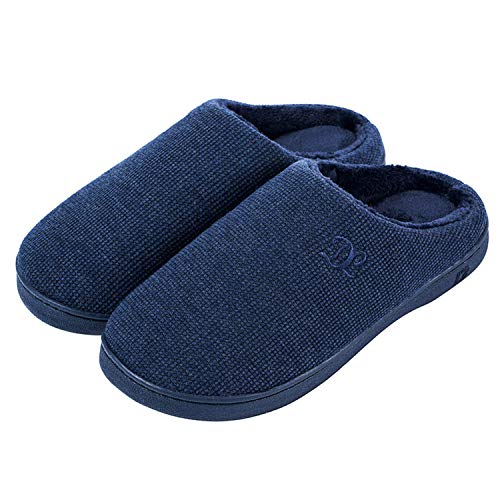 DL Womens Memory Foam Slippers, Cozy Slip on House Slippers For Women Indoor Outdoor, Comfy Women's Bedroom Slippers Warm Soft Flannel Lining Home Slippers Size 5-6 Navy - Image 1