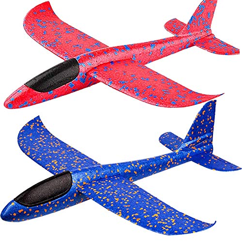 BooTaa 2 Pack Airplane Toys 175 Large Throwing Foam Plane 2 Flight Mode Glider Flying Toy for Kids Birthday Gifts for 3 4 5 6 7 8 9 10 11 12 Year Old Boys Girls Outdoor Sport Toys Party Favors - Image 1