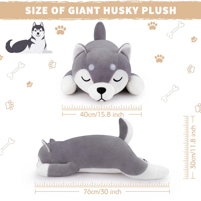 Auspicious beginning Valentines Day Gift 30 Husky Stuffed Animal Plush Pillow Huskies Anime Body Pillow Kawaii Stuff Animal Plush Toy Big Plushie Stuffed Dog Giant Plush Throw Pillow Gifts for Boys Girls - Image 3
