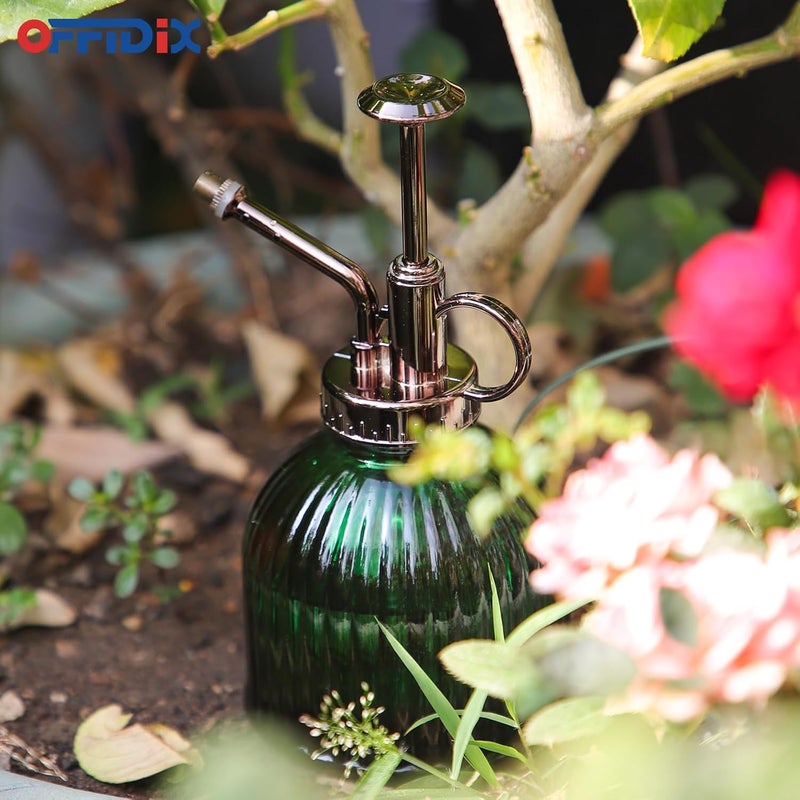 OFFIDIX Plant Mister Spray Bottle Glass Mister for Inside 6.3" Tall Vintage Style with Bronze Plastic Top Pump One Hand Watering Can for Indoor Potted Plants Terrariums Green - Image 5
