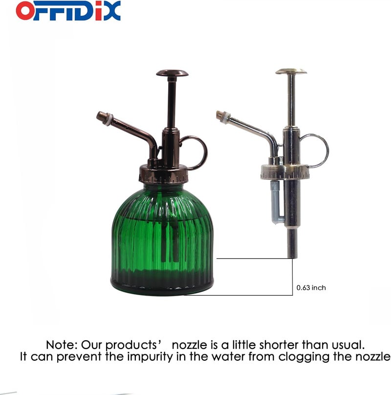 OFFIDIX Plant Mister Spray Bottle Glass Mister for Inside 6.3" Tall Vintage Style with Bronze Plastic Top Pump One Hand Watering Can for Indoor Potted Plants Terrariums Green - Image 3