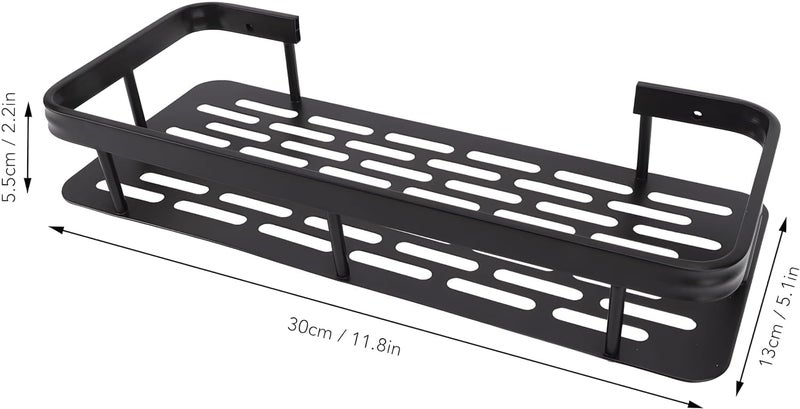 Clyton Metal Pack of 2 Self Adhesive Shelf for Washroom Dressing/Livingroom Without Drilling Shelves Rack Holder Stand Storage Organiser Accessories(12x5 inches, Pack of 2,Matt Black) - Image 2