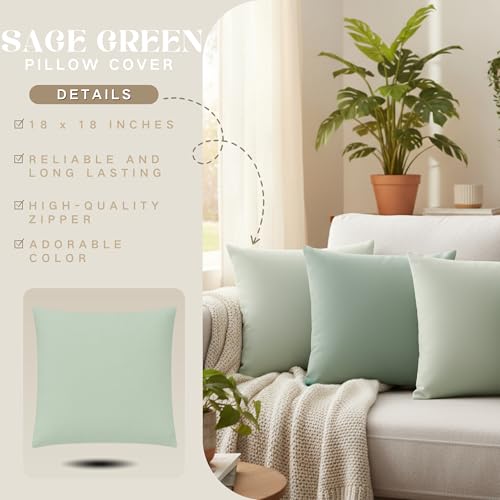 Mindoub 6-Pack Sage Green Throw Pillow Covers 18x18 - Soft Gradient Green Decor for Spring Home Refresh, Cozy Reading Nook & Calming Corner Pillows, Premium Faux Cushion Cases(Covers Only) - Image 3