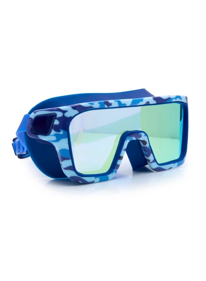 Bling2o Battleship Blue Kids' Swim Goggles – UV Protection, Anti-Fog, Latex-Free Silicone, Back Clip Strap, Ages 6+, Includes Hard Protective Case - Image 1