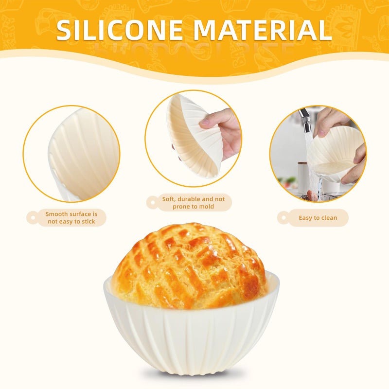 JIELUO Mini Banneton Basket,6 Pcs 5 Inch Small Sourdough Banneton Bread Proofing Basket Set Round Proofing Bowl for Sourdough Loaf Pans Bread Baking Supplies (Beige) - Image 3