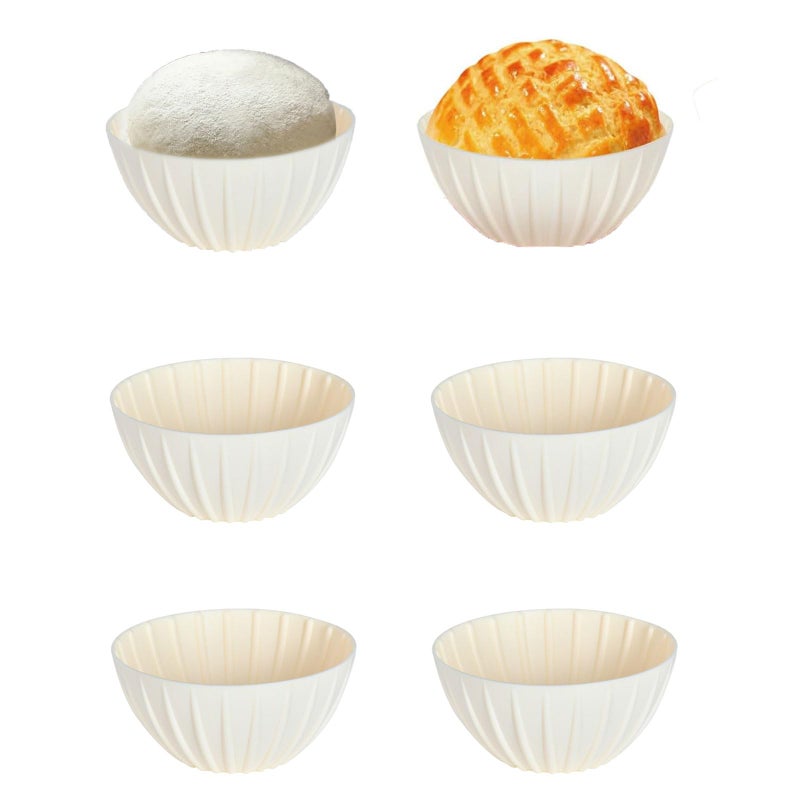 JIELUO Mini Banneton Basket,6 Pcs 5 Inch Small Sourdough Banneton Bread Proofing Basket Set Round Proofing Bowl for Sourdough Loaf Pans Bread Baking Supplies (Beige) - Image 1