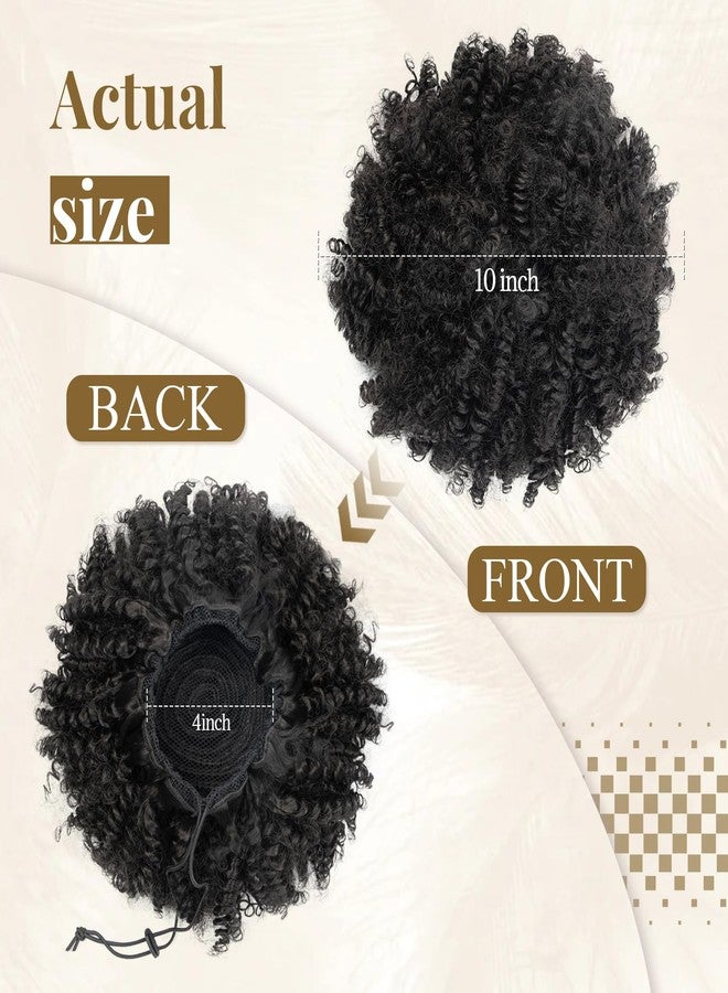 FEIPRO Afro Puff Kinky Curly Drawstring Ponytail Extension for Black Women - Synthetic Short Afro Kinkys Curly Afro Bun Extension Hairpieces Updo Pony Tails Hair Extensions (12inch,1B Natural Black) - Image 3