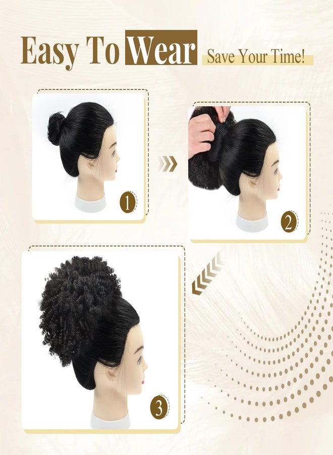 FEIPRO Afro Puff Kinky Curly Drawstring Ponytail Extension for Black Women - Synthetic Short Afro Kinkys Curly Afro Bun Extension Hairpieces Updo Pony Tails Hair Extensions (12inch,1B Natural Black) - Image 4