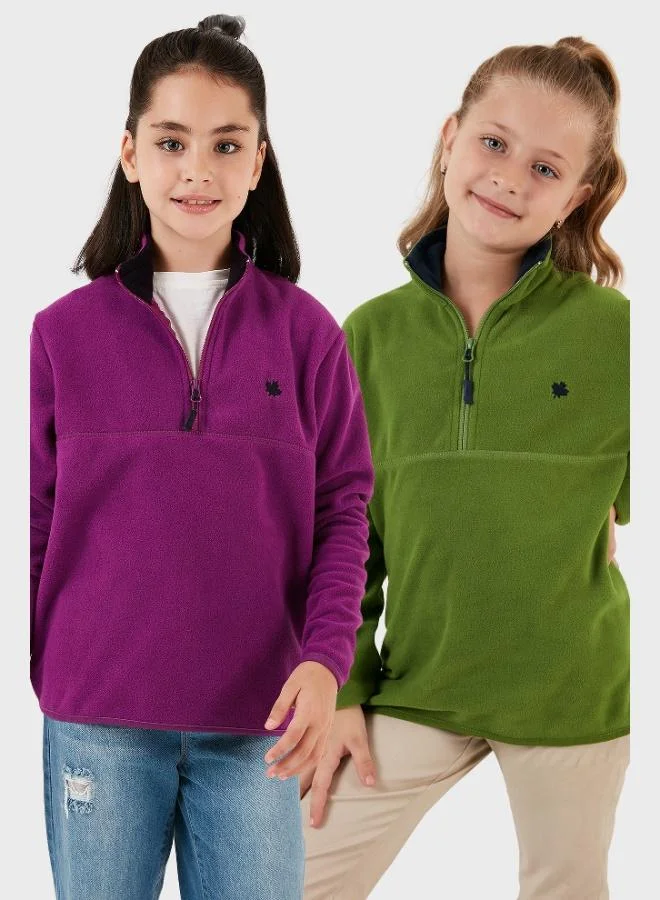 Lela  Lela Soft Texture Zippered Stand Collar Raised 2-Pack Polar Kids POLAR 5905002S2  | Best Price UAE