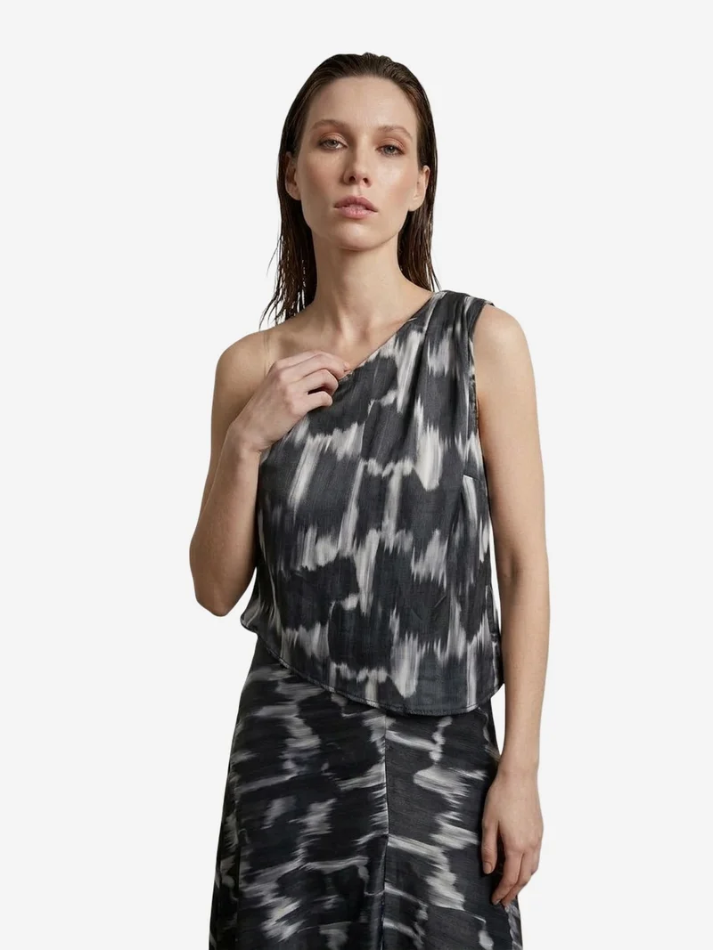 My Fashion Multicolor MY FASHION Asymmetrical Satin Blouse and Midi Skirt Set for Women | Best Price UAE