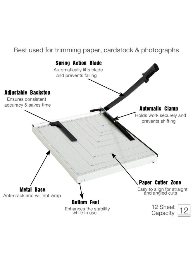 NANAO قاطع ورق A3 ثقيل الوزن، آلة قص احترافية للمكتب، المنزل، الحرف، استوديو الصور (A3، B4، A4، B5، A5، B6، B7) أبيض (18 × 15 × 1.2 بوصة) - Image 3