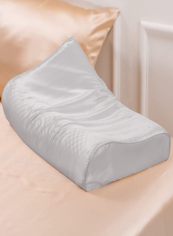PROMEED Mulberry Silk Pillowcase for Contour Memory Foam Pillow, Natural 23 Momme Silk Latex Pillow Case Cover, Pefect Fit for Royal Therapy Cervical Neck Pillow (Light Grey, Queen-24"x14.5"x5"/4.3") - Image 1