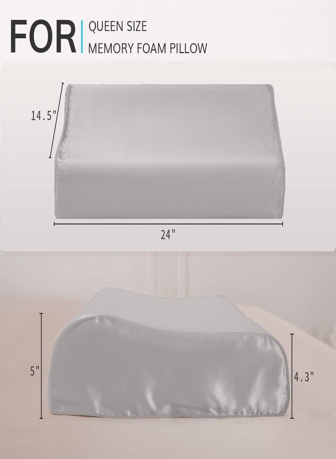 PROMEED Mulberry Silk Pillowcase for Contour Memory Foam Pillow, Natural 23 Momme Silk Latex Pillow Case Cover, Pefect Fit for Royal Therapy Cervical Neck Pillow (Light Grey, Queen-24"x14.5"x5"/4.3") - Image 5