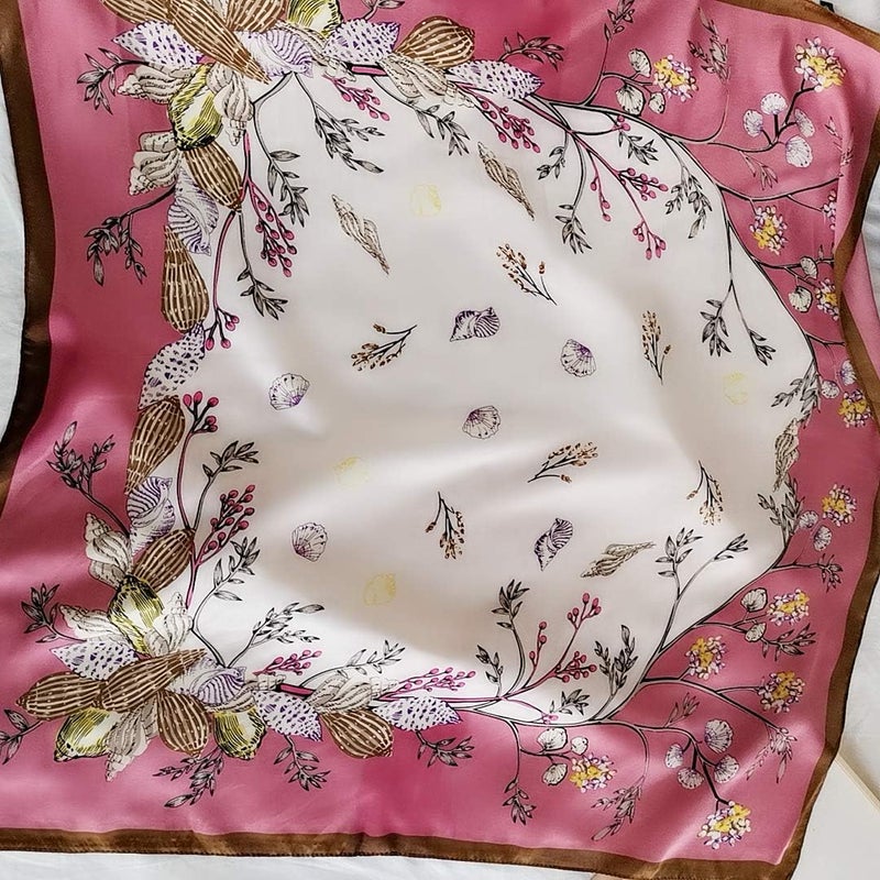 FONYVE Silk Feeling Scarf Medium Square Satin Head Scarf for Women 27.5 × 27.5 inches - Image 1
