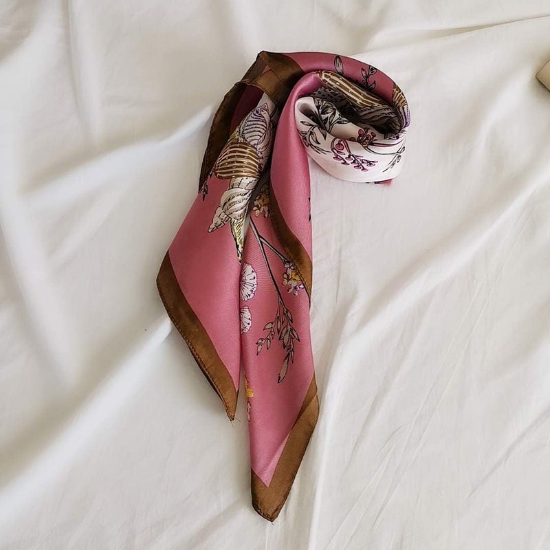 FONYVE Silk Feeling Scarf Medium Square Satin Head Scarf for Women 27.5 × 27.5 inches - Image 3