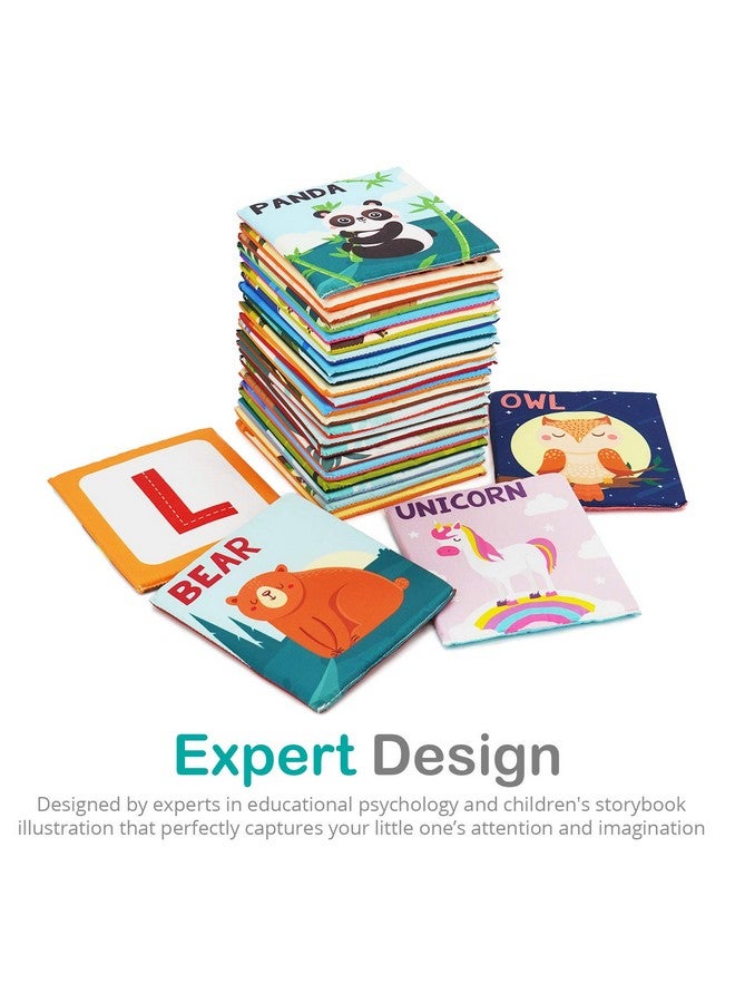 Urban Kiddy Zoo Alphabet Cards | Soft Alphabet Flash Cards, Educational Early Learning Infant Toys for Babies Infants Toddlers Boys Girls Kids Over 0 1 2 3 Years Old | My First ABC Animal Cloth Cards - Image 4