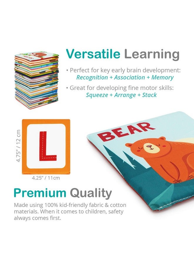 Urban Kiddy Zoo Alphabet Cards | Soft Alphabet Flash Cards, Educational Early Learning Infant Toys for Babies Infants Toddlers Boys Girls Kids Over 0 1 2 3 Years Old | My First ABC Animal Cloth Cards - Image 3