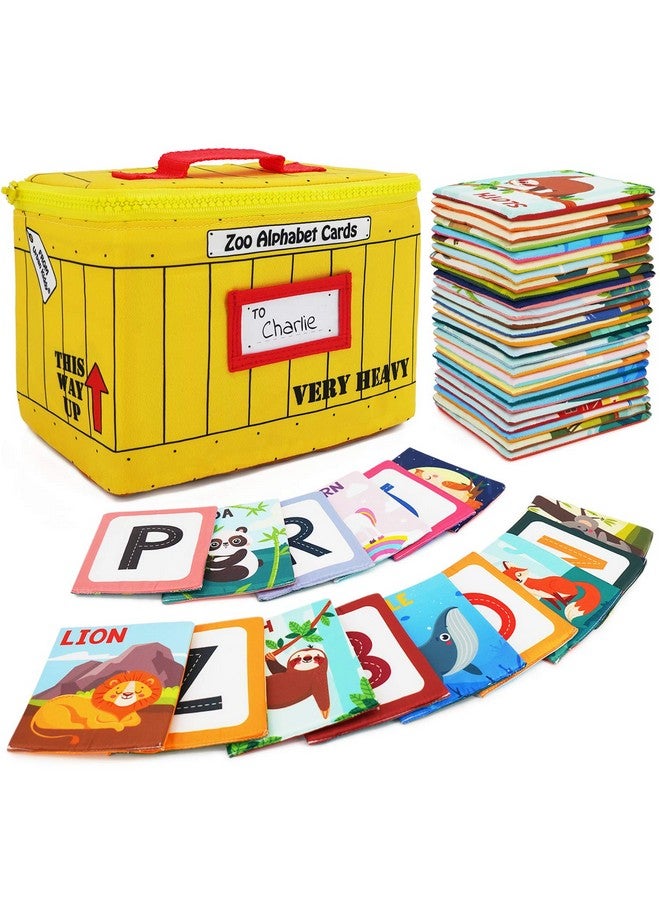 Urban Kiddy Zoo Alphabet Cards | Soft Alphabet Flash Cards, Educational Early Learning Infant Toys for Babies Infants Toddlers Boys Girls Kids Over 0 1 2 3 Years Old | My First ABC Animal Cloth Cards - Image 1