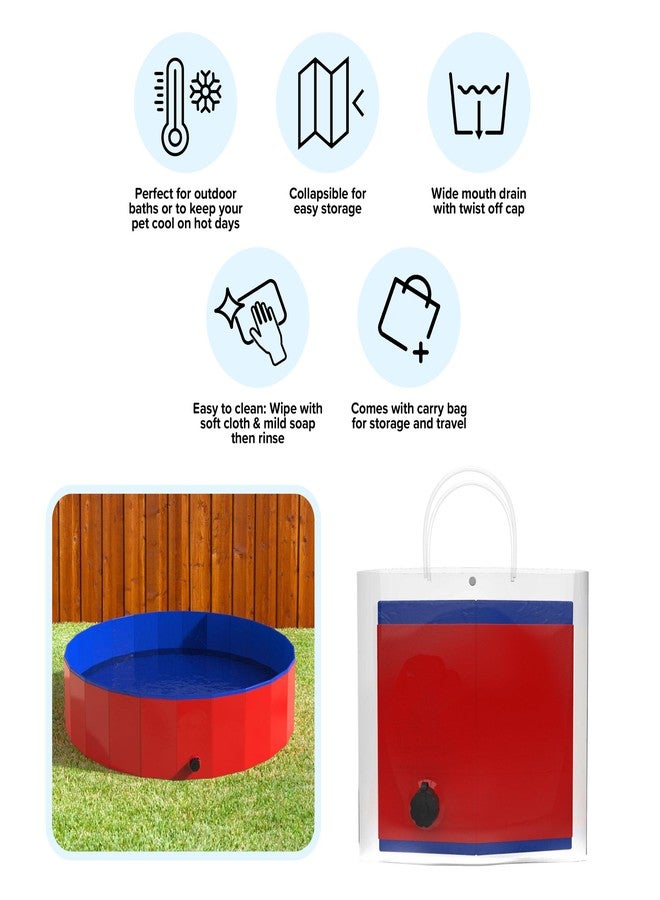 PETMAKER Foldable Dog Pool - 47x12in Pet Pool - Durable PVC Outdoor Pool with Drain for Grooming, Bathing, or Play - Dog Pools for Large Dogs by PETMAKER (Red) - Image 4