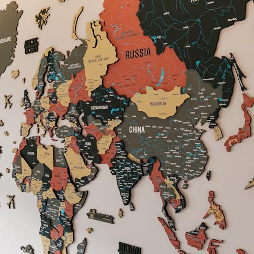 Colorfull Worlds 3D Wooden World Map Wall Art - Premium Multicolored World Travel Map for Wall Decor with Push Pins- Ideal Housewarming Gift & Travel Tracker (Medium, Sage) - Image 3